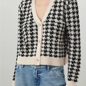 Generation Love Black and Cream Houndstooth Cardigan